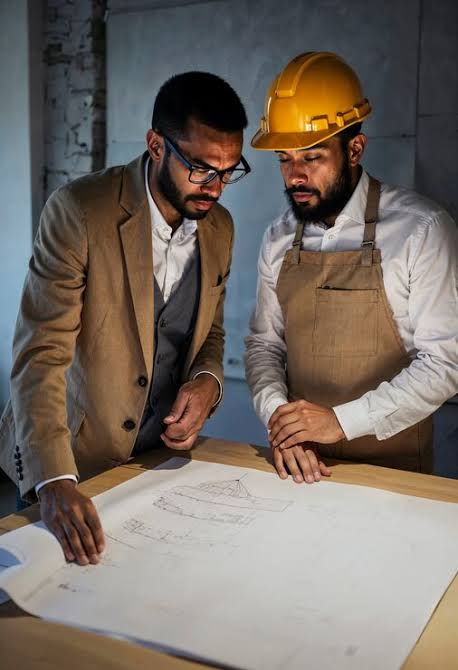 Project team reviewing plans